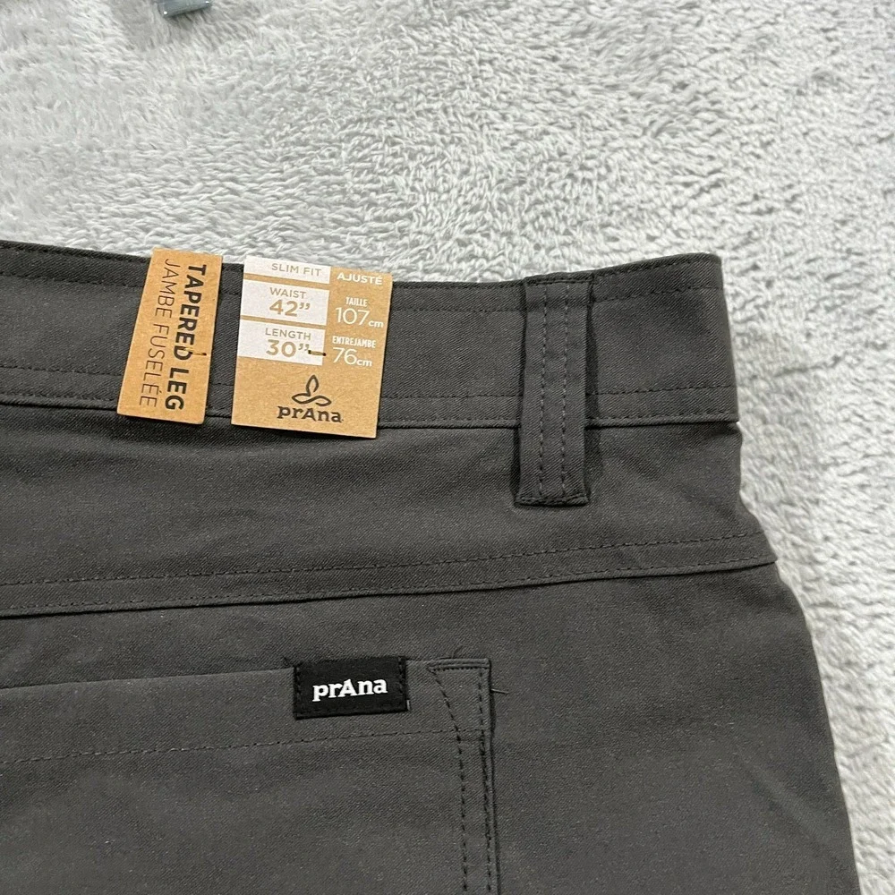 Prana Brion II Pants 42x30 Stretch Slim Fit Tapered Dark Iron Gray Hiking Trails